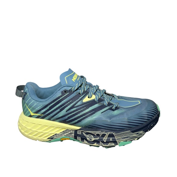 Women’s Hoka speedgoat 4 Dynamic Blue and Lime Sneakers size 7.5